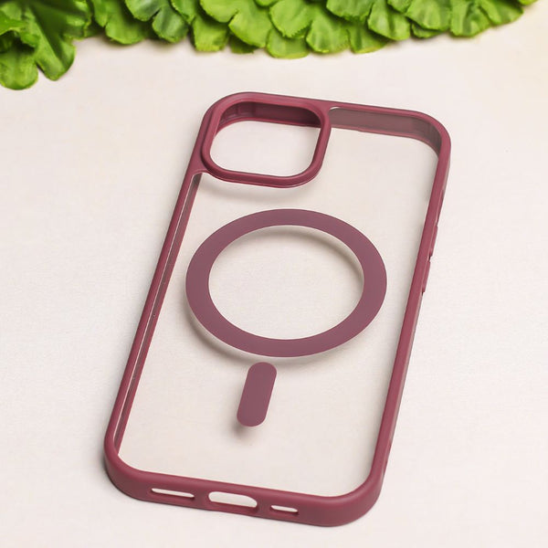 Wine Red MagSafe Clear Transparent Silicone case for Apple iphone 13 Pro