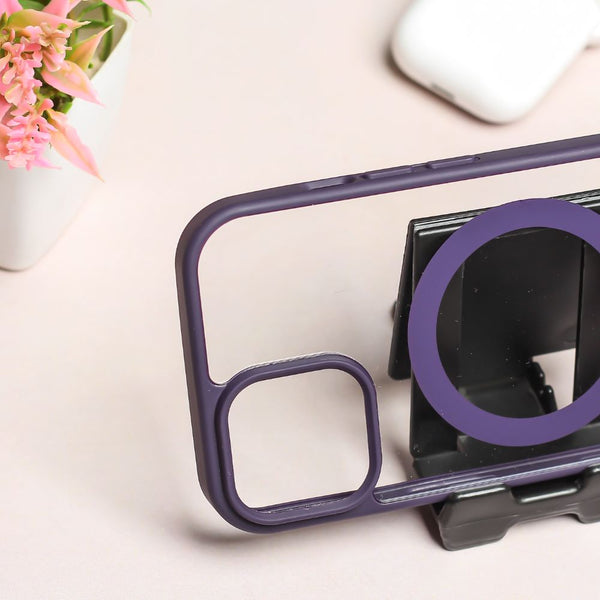 Deep Purple MagSafe Clear Transparent Silicone case for Apple iphone 15 Pro