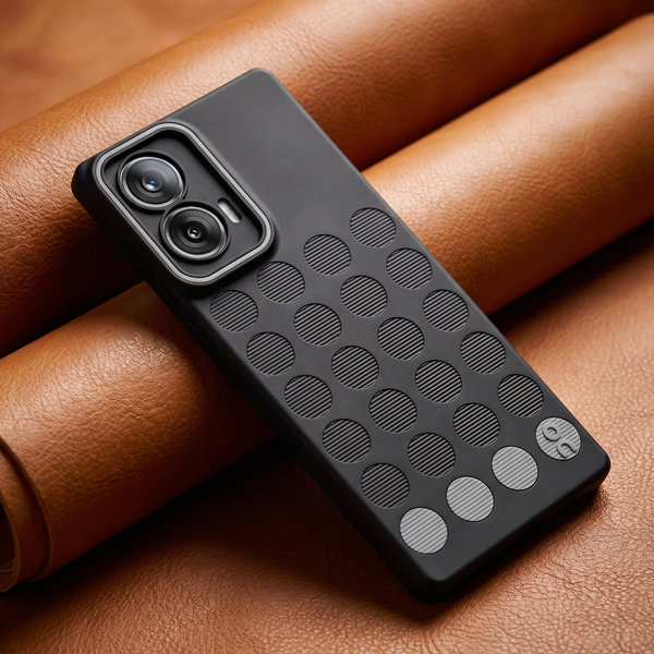 Stack Black (Grey circle )Silicone Case for Motorola Edge 50 Fusion