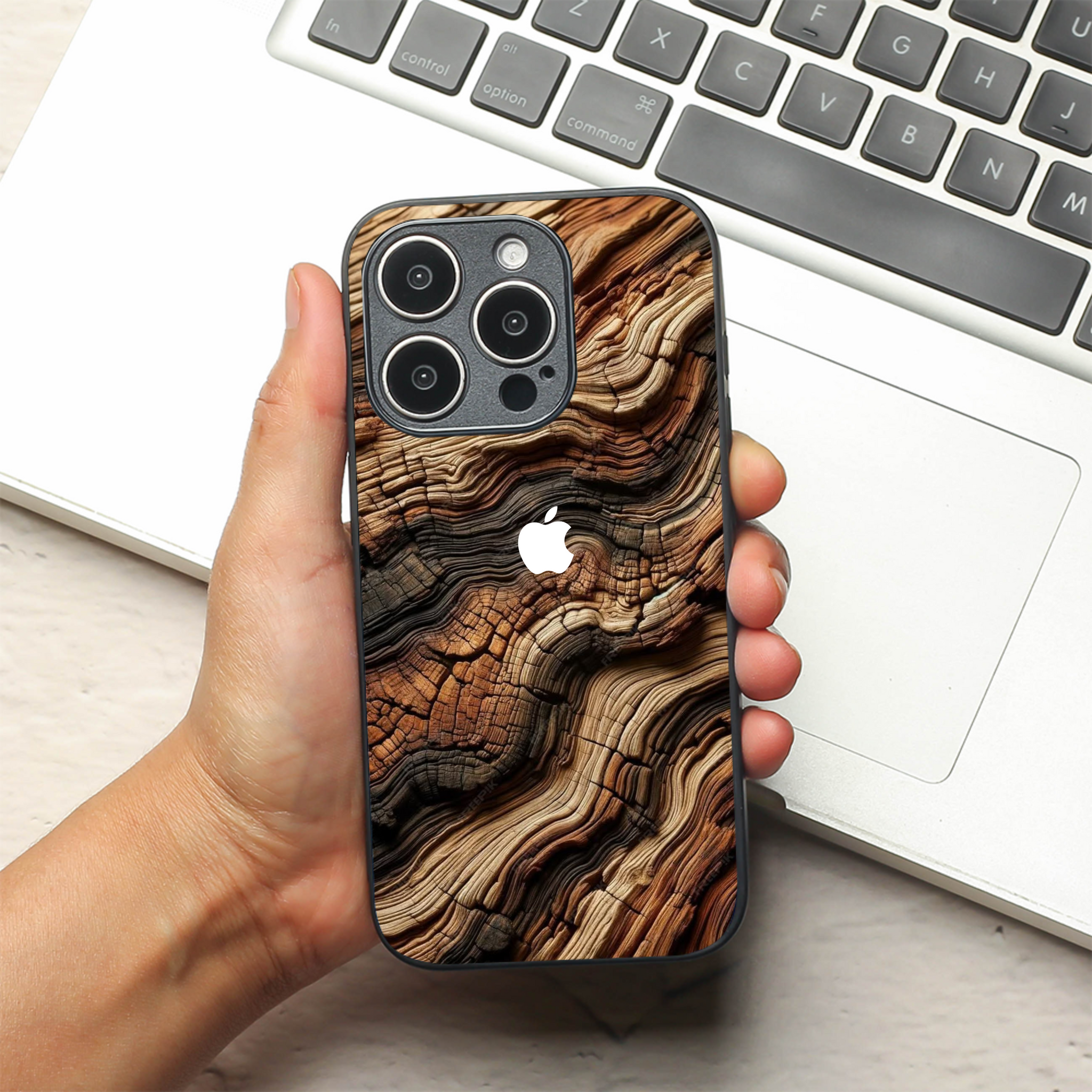Wood Waves metal back case for Apple Iphone 15 Pro Max