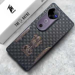 Black (Design 8) Satyameva Jayate embossed Leather Case for Vivo V40