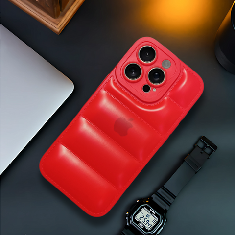 Red Puffon silicone case for Apple iPhone 16 Pro Max