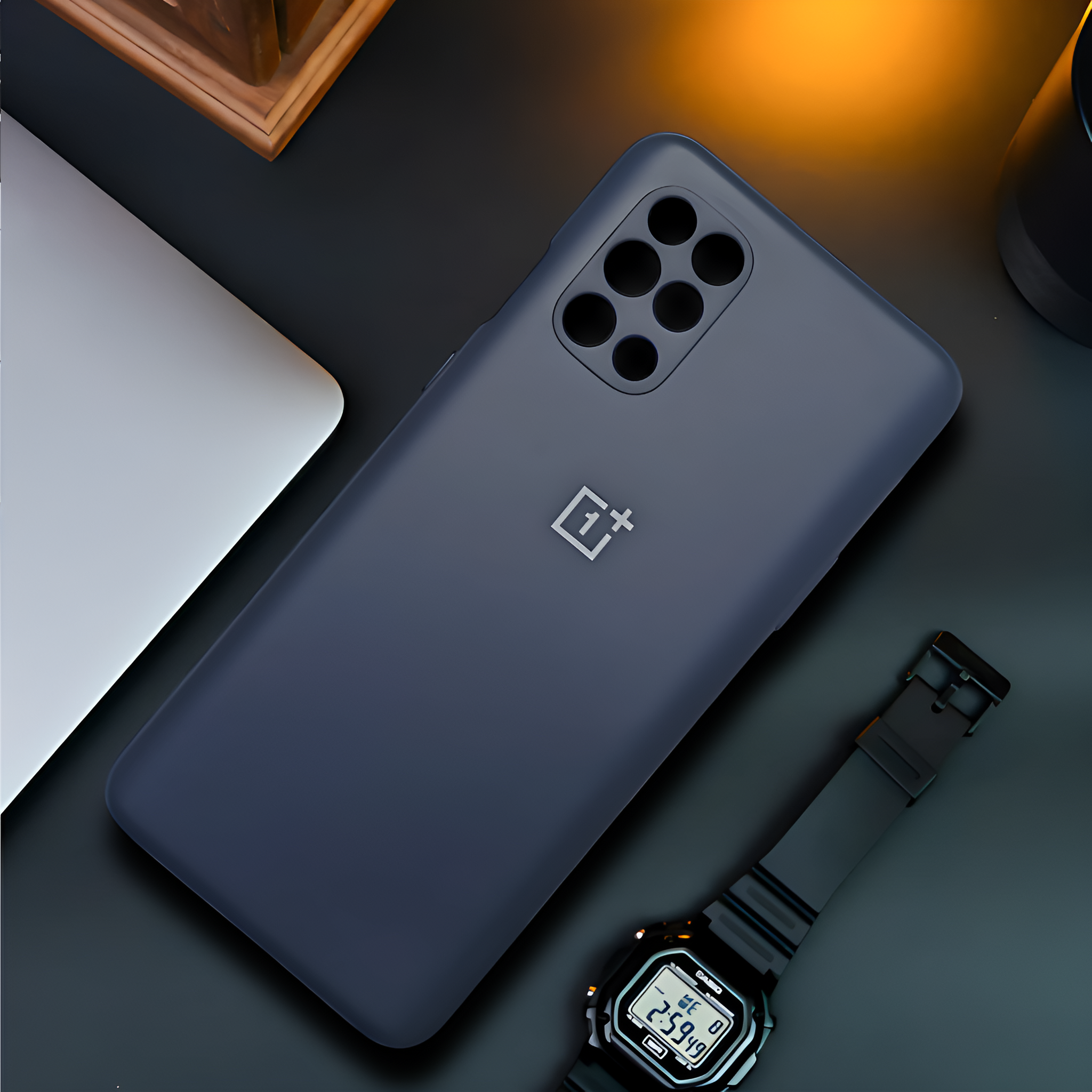 Dark Blue Camera Original Silicone Case for Oneplus 8t