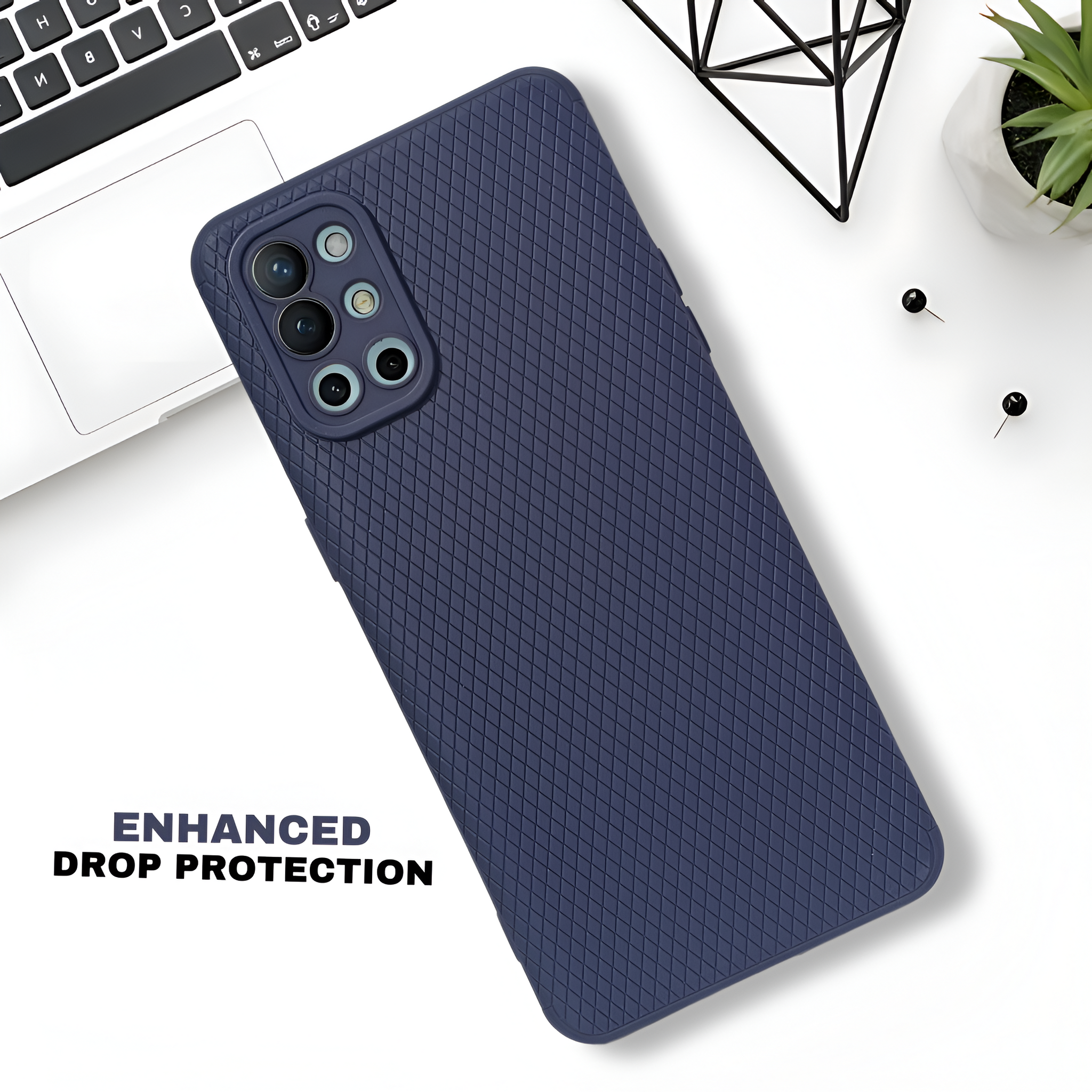 Dark Blue Line Wave Silicone Case for Oneplus 9R