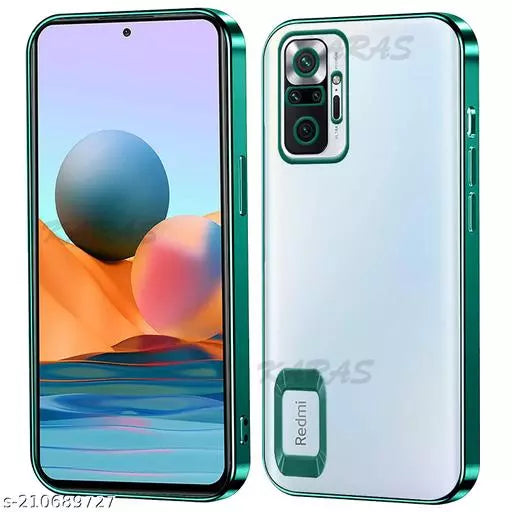 Green 6D Chrome Logo Cut Transparent Case for Redmi Note 10 Pro Max