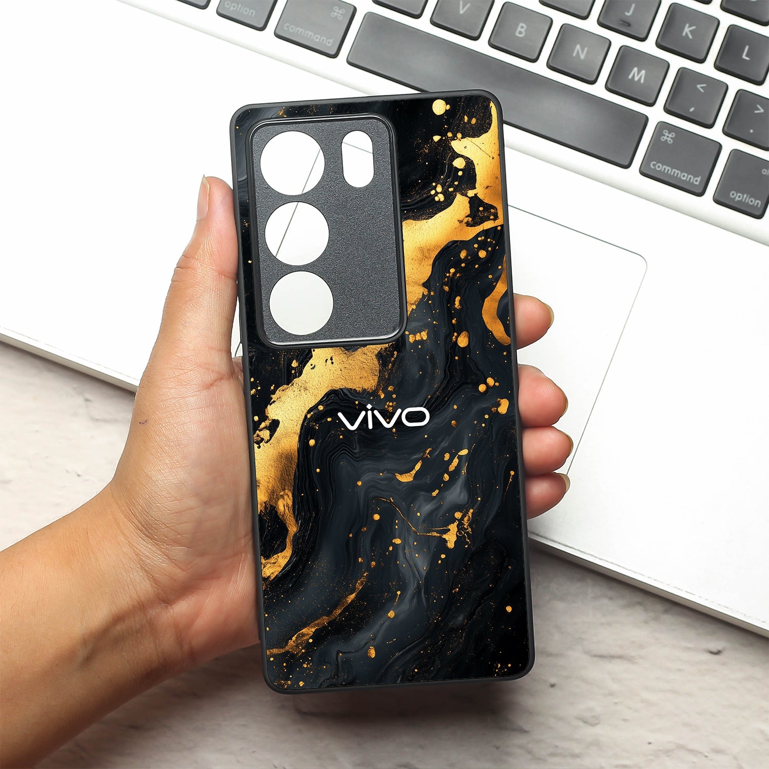 Black Gold Blaze  metal back case for Vivo V29