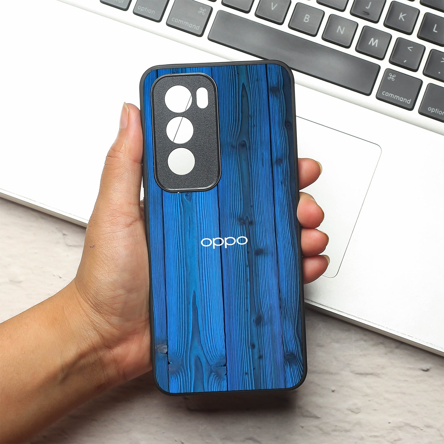 Indigo Planks metal back case for Oppo Reno 12