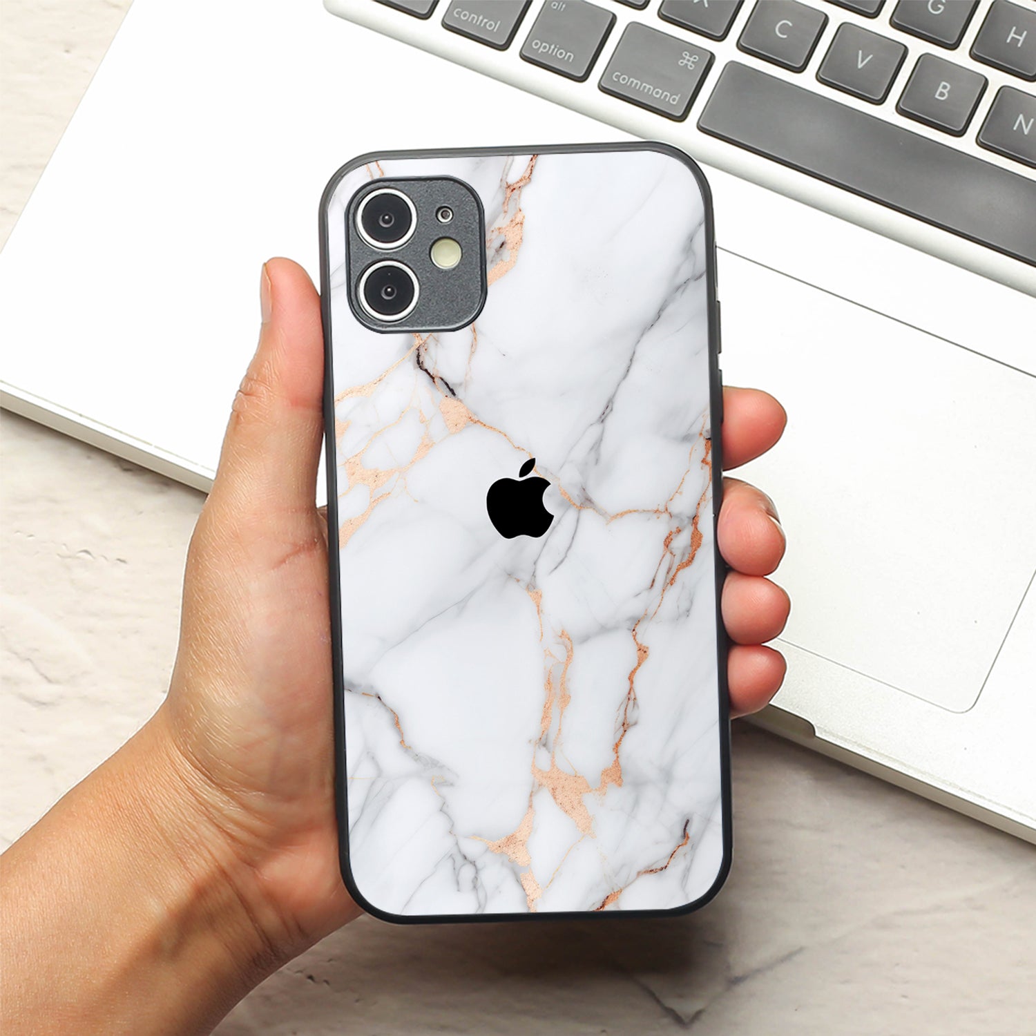 Copper Luxe Marble metal back case for Apple Iphone 12