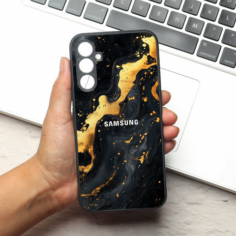 Black Gold Blaze  metal back case for Samsung A34