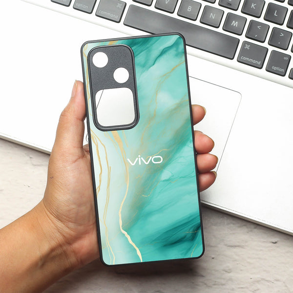Green Luxe Marble metal back case for Vivo V30