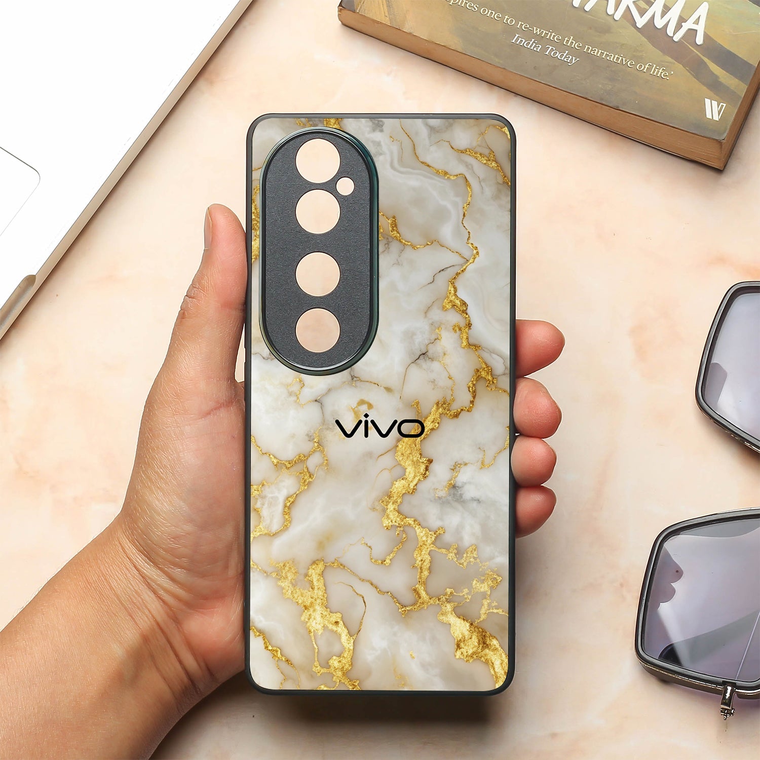 Gold Vein Glory metal back case for Vivo V40