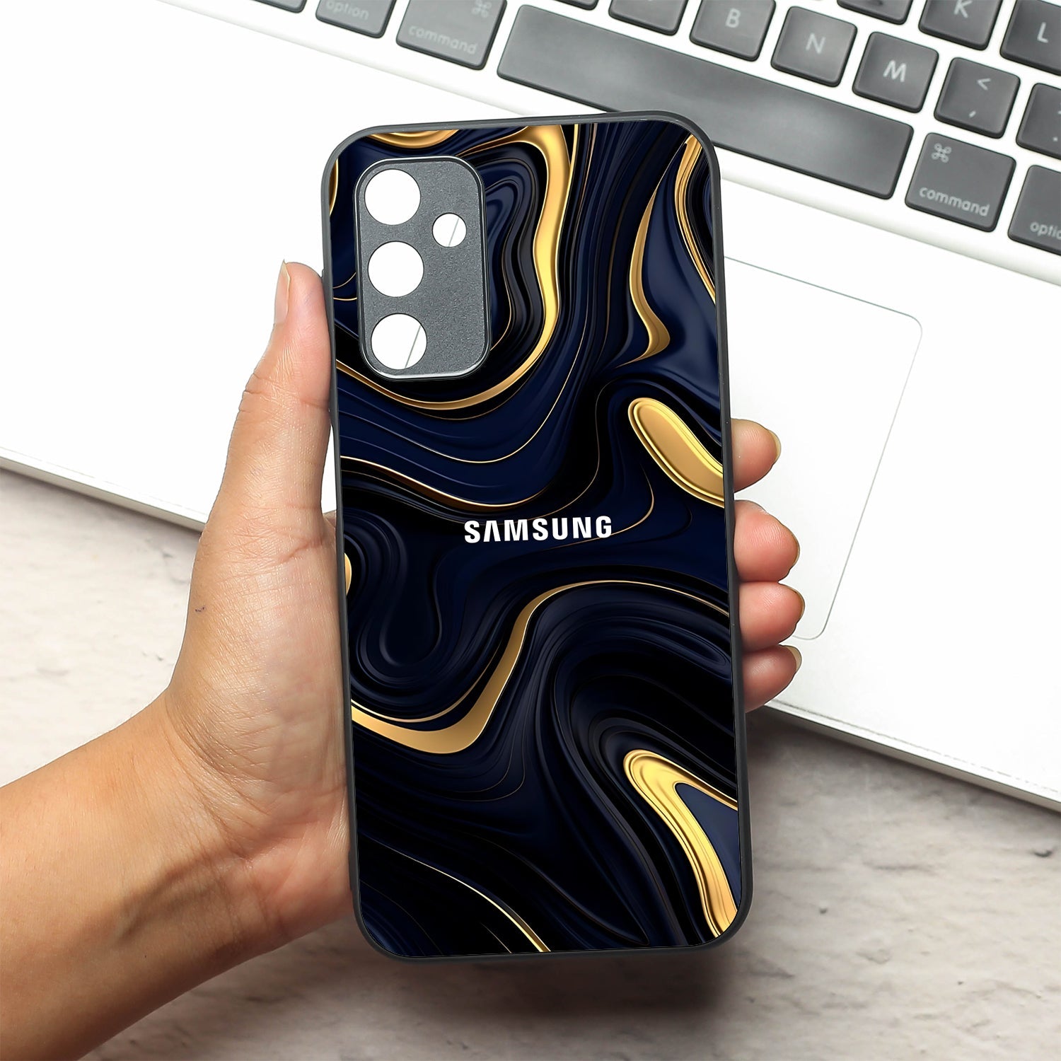 Noir Gold metal back case for Samsung A14