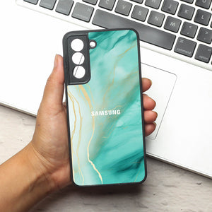 Green Luxe Marble metal back case for Samsung S21 FE