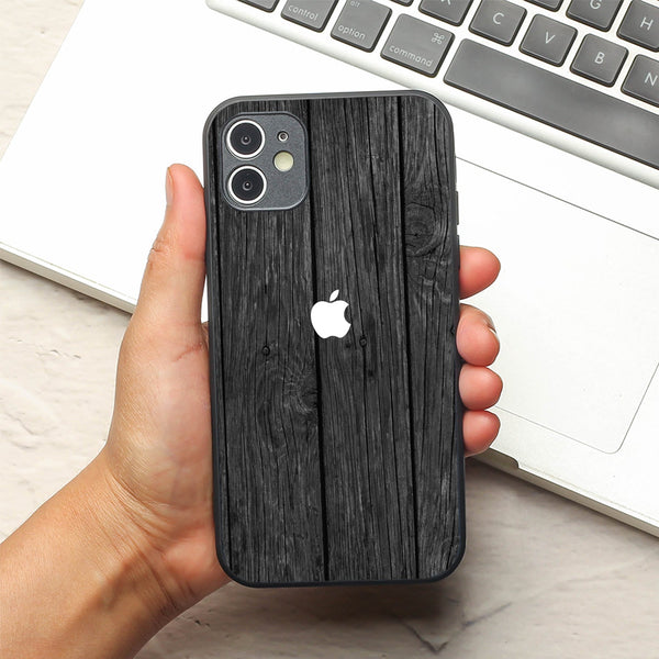 Dark Wood metal back case for Apple Iphone 12
