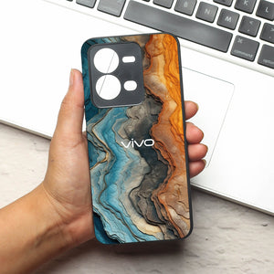 Layered Marble metal back case for Vivo V25
