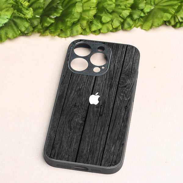 Dark Wood metal back case for Apple Iphone 14 Pro