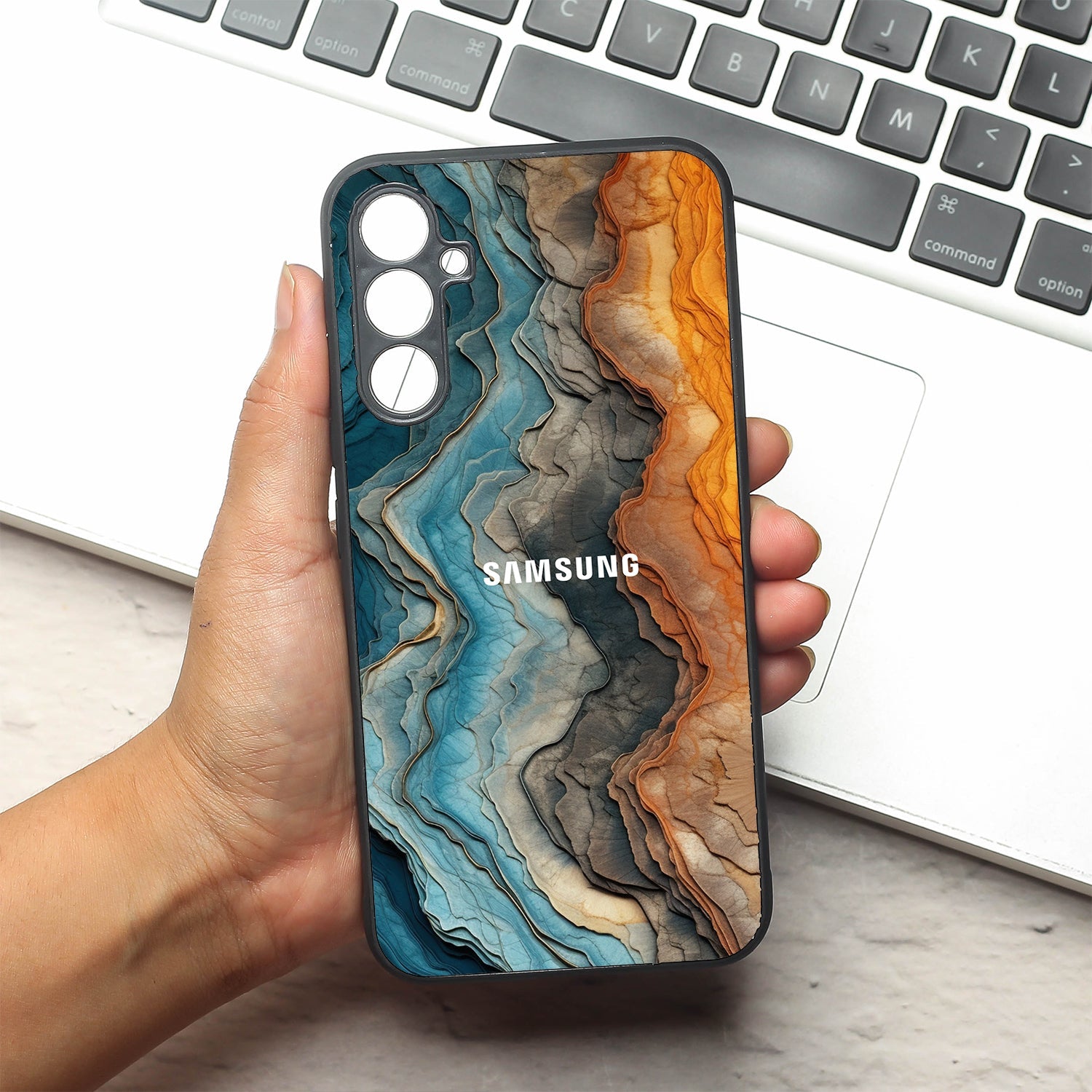 Layered Marble metal back case for Samsung A34