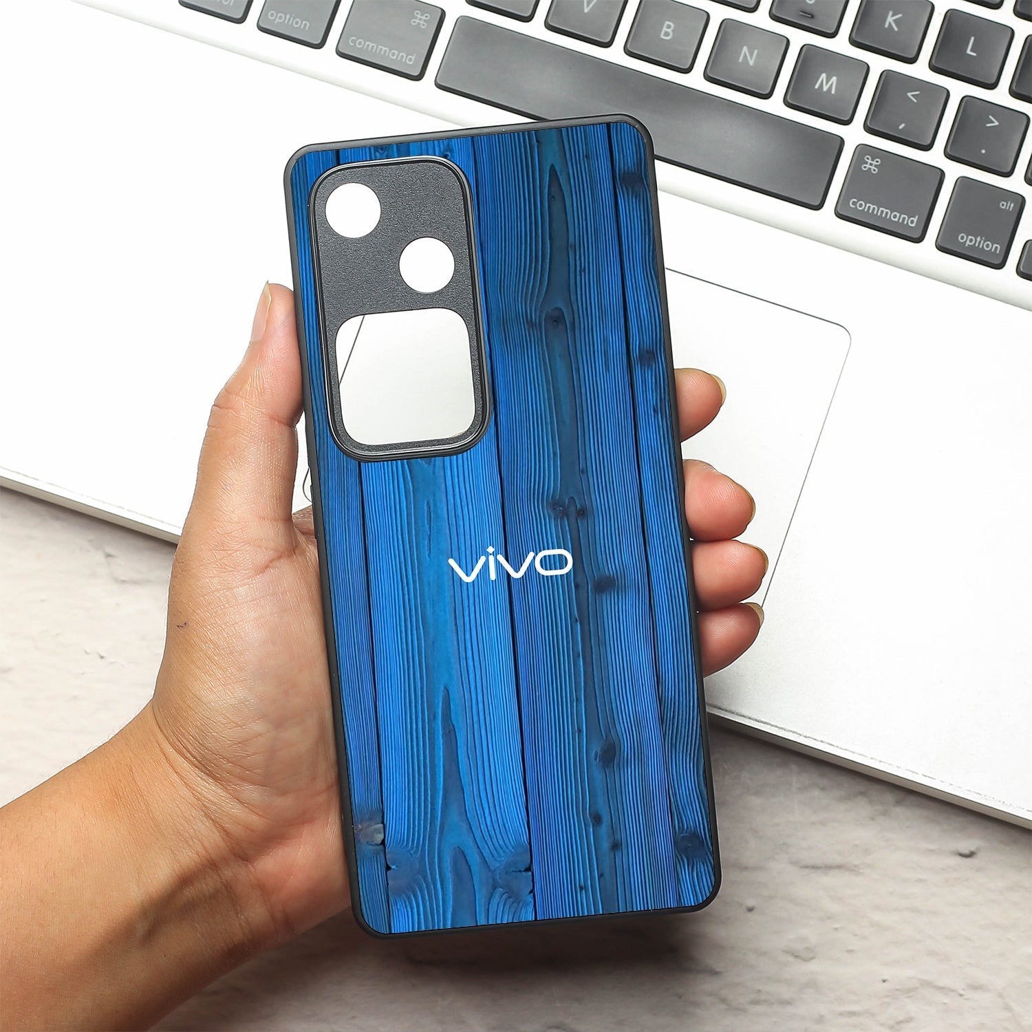 Indigo Planks metal back case for Vivo V30