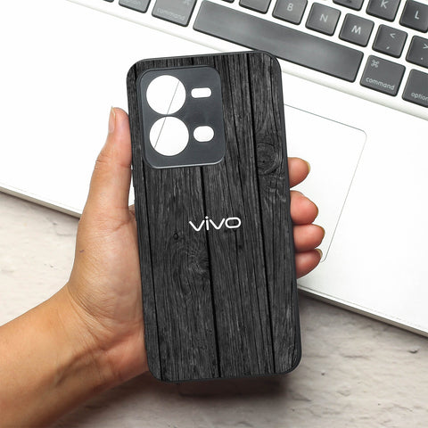 Dark Wood metal back case for Vivo V25