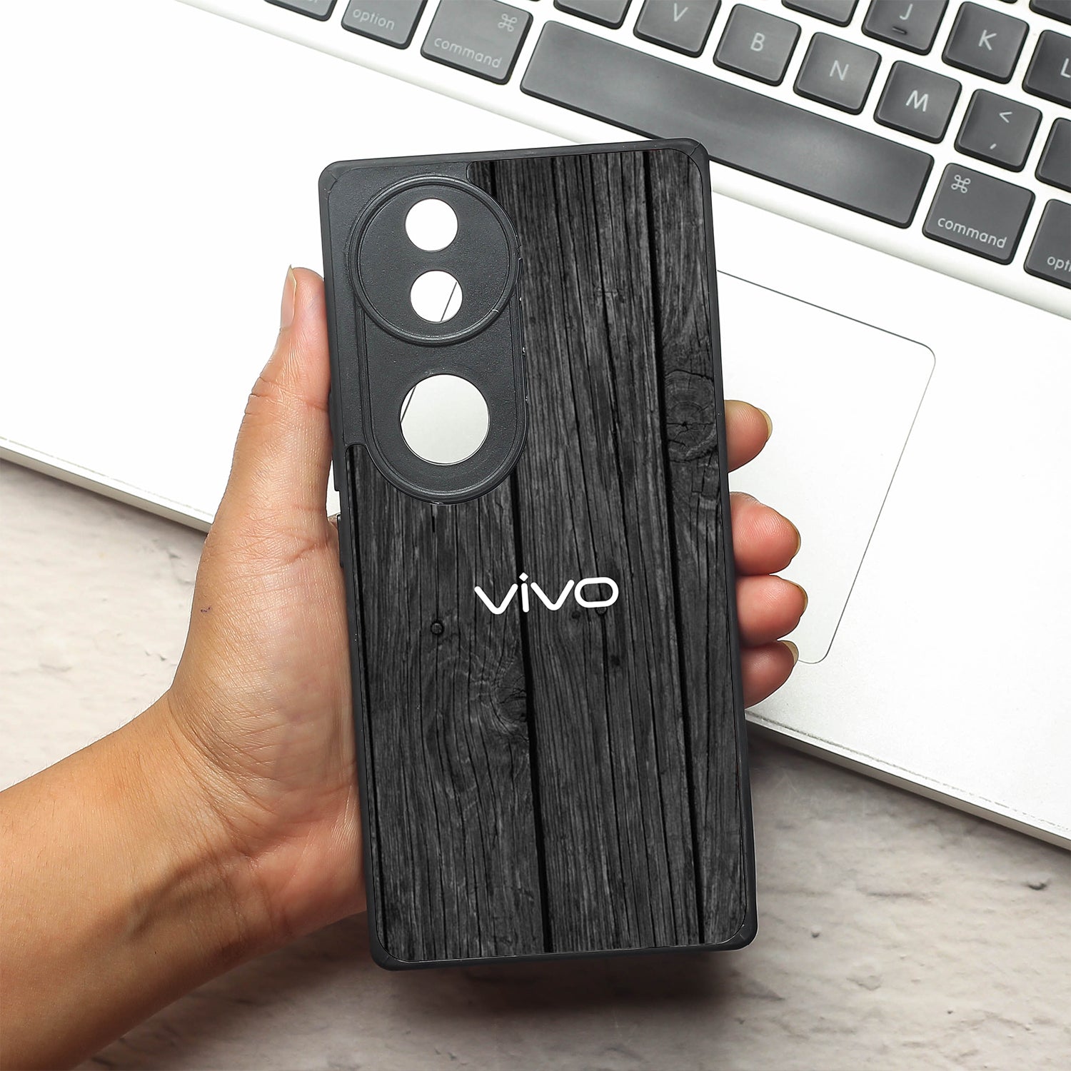 Dark Wood metal back case for Vivo V50