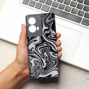 Blackout Marble metal back case for Motorola Edge 50 Fusion