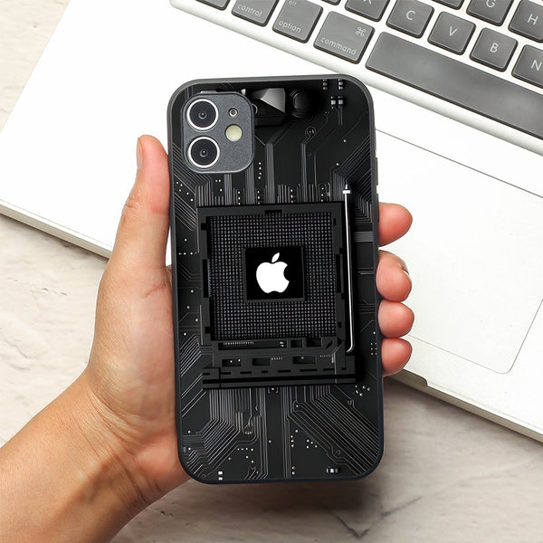 Microchip metal back case for Apple Iphone 12