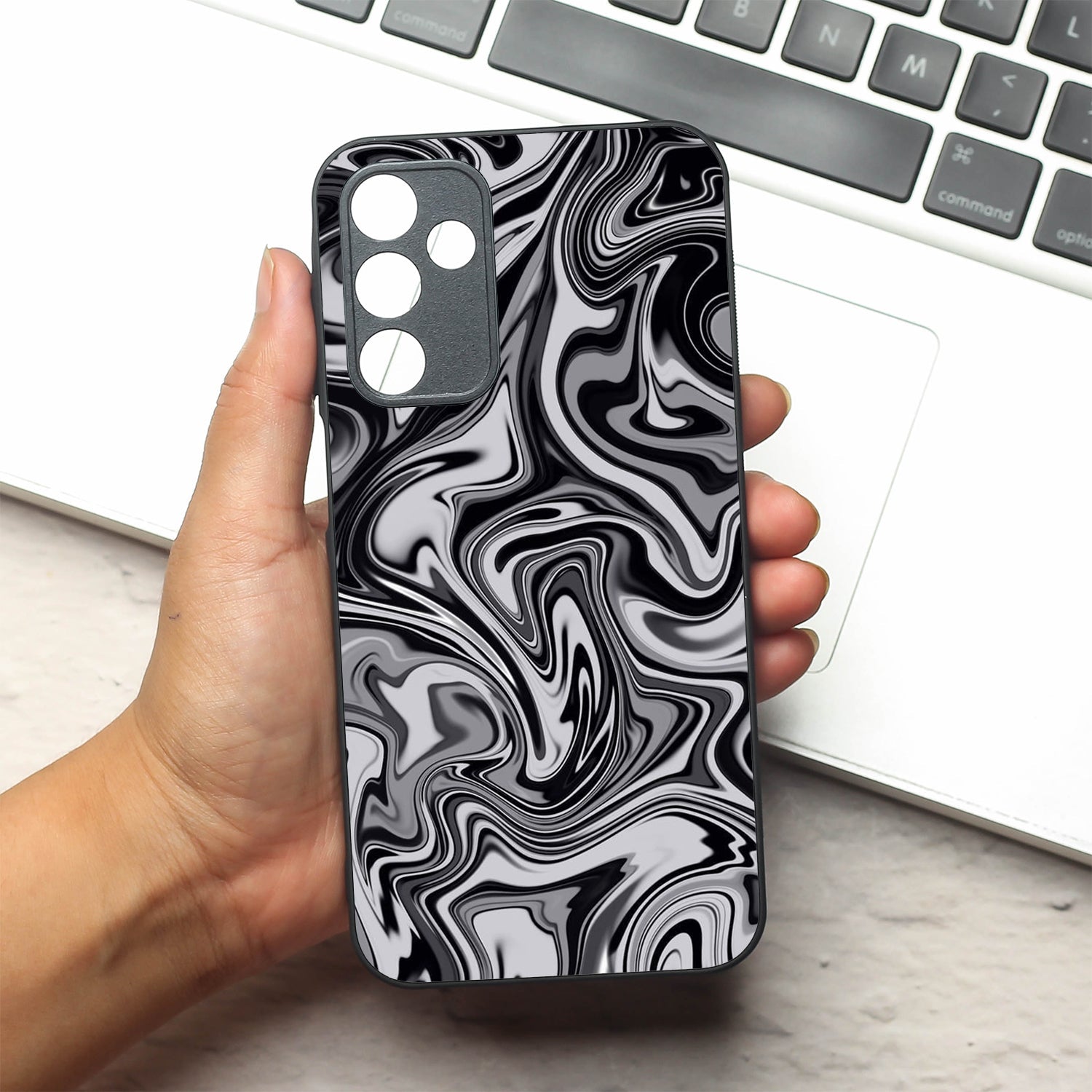 Blackout Marble metal back case for Samsung A15
