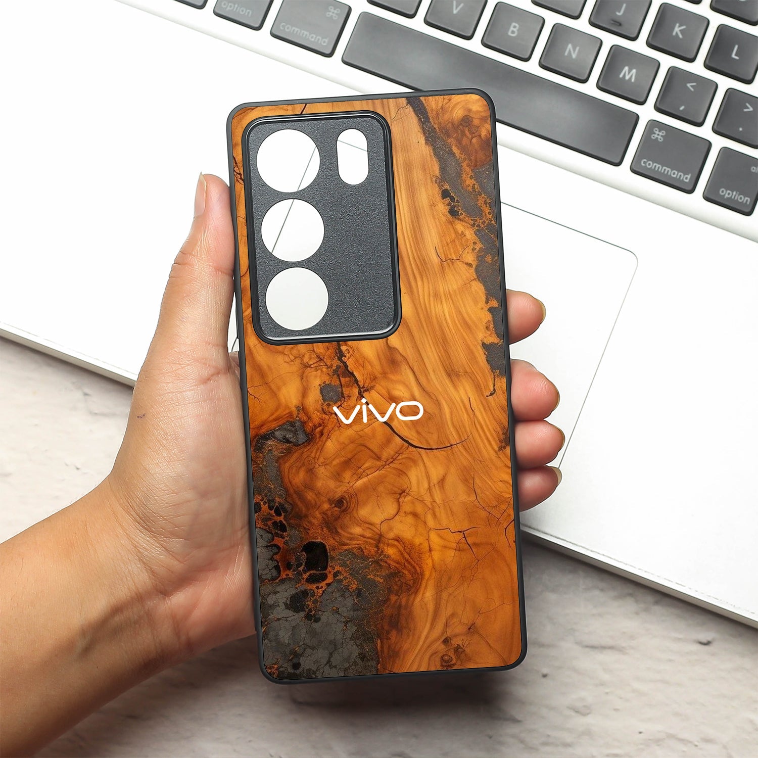 Lava Oak metal back case for Vivo V29