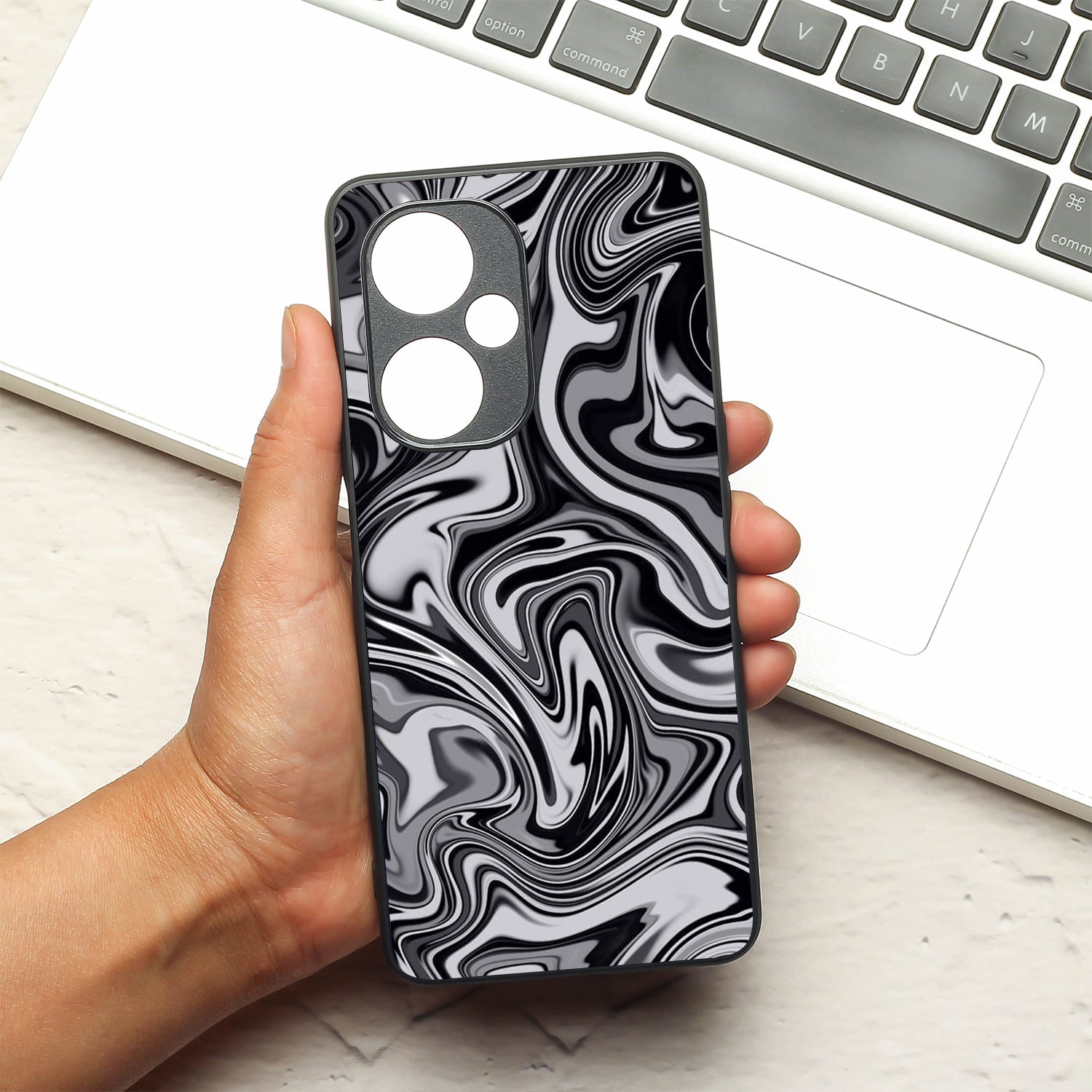 Blackout Marble metal back case for Oneplus Nord CE 3 Lite