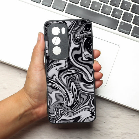 Blackout Marble metal back case for Oppo Reno 12