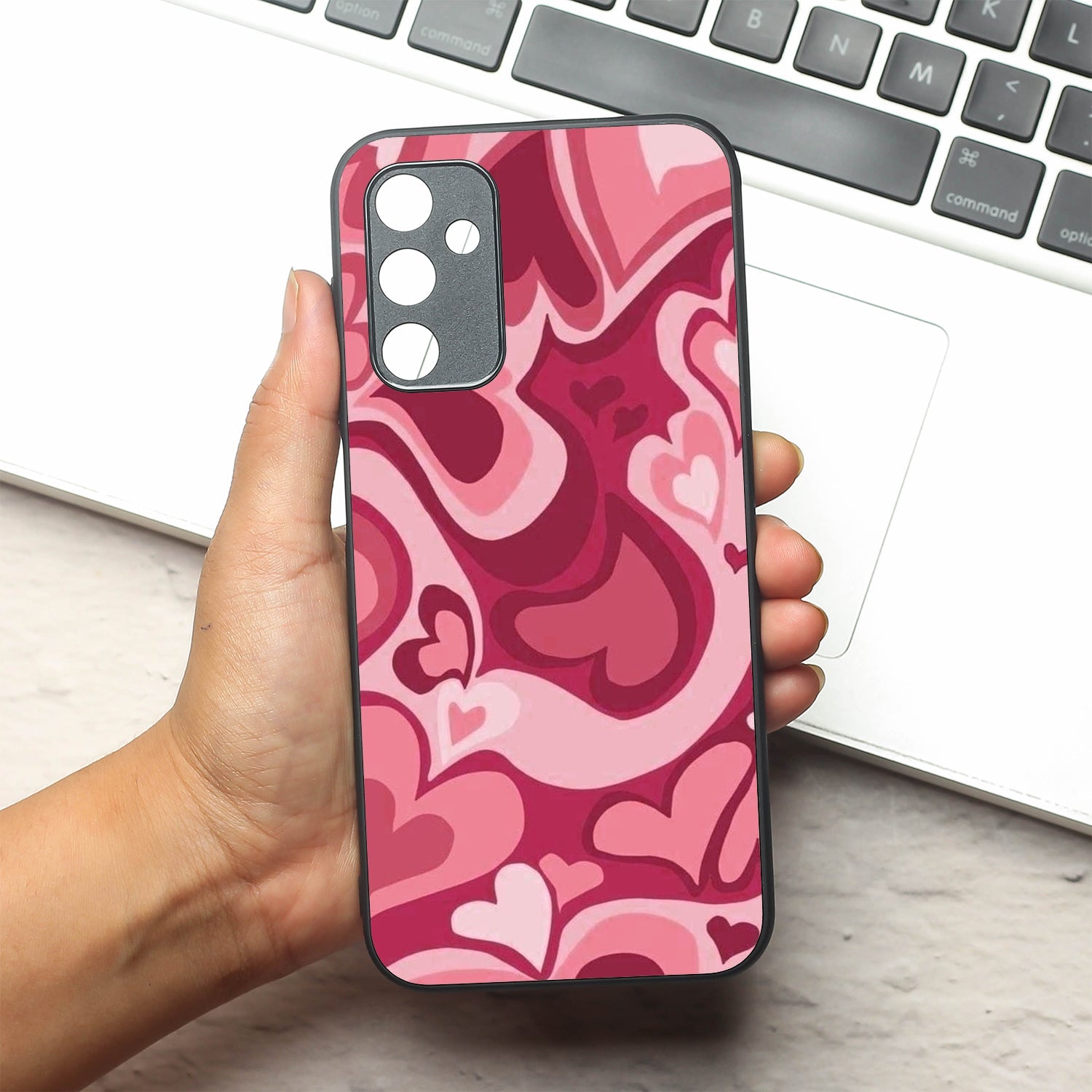 Valentine Wave Marble metal back case for Samsung A14