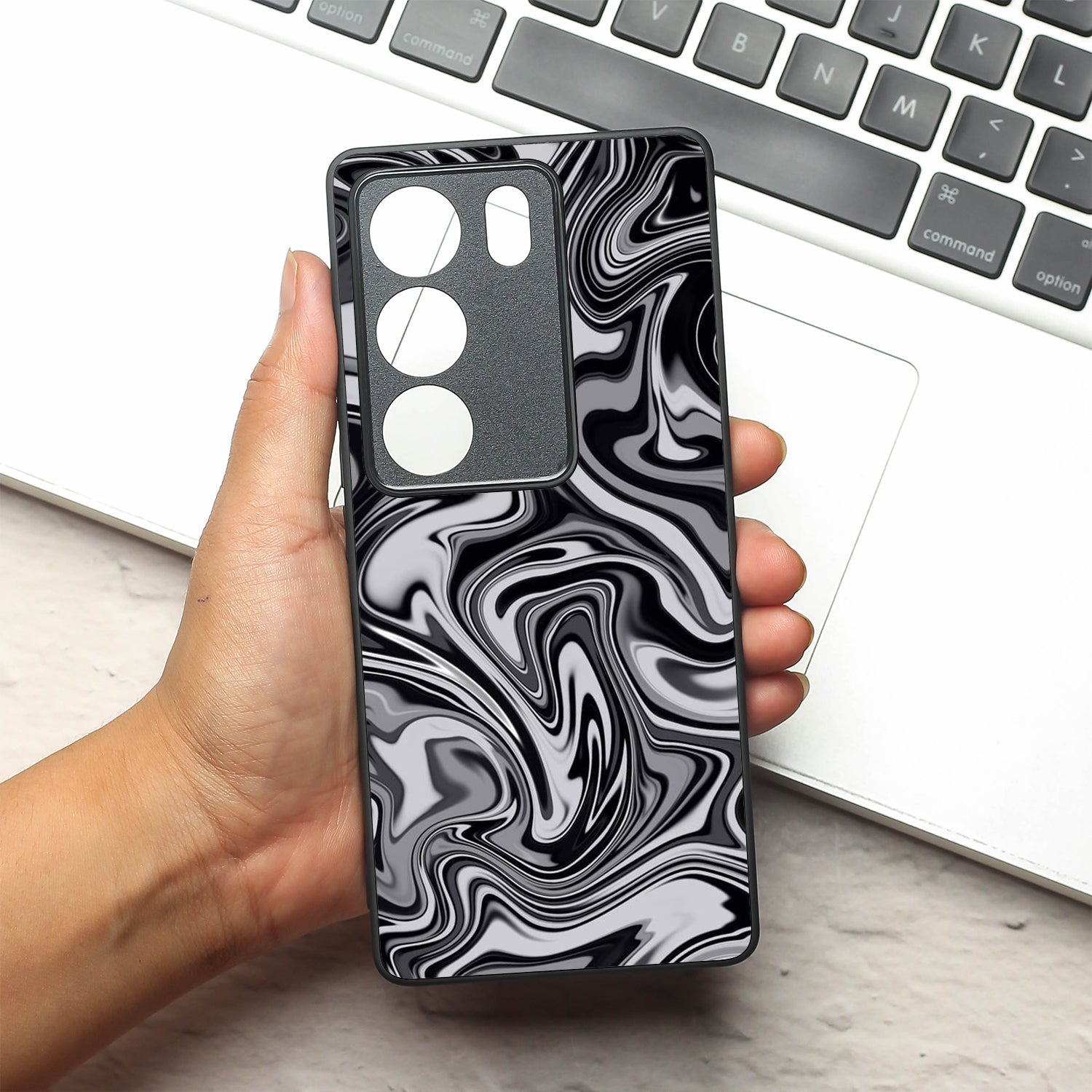 Blackout Marble metal back case for Vivo V29