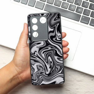 Blackout Marble metal back case for Vivo V27