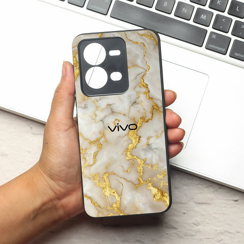 Gold Vein Glory metal back case for Vivo V25