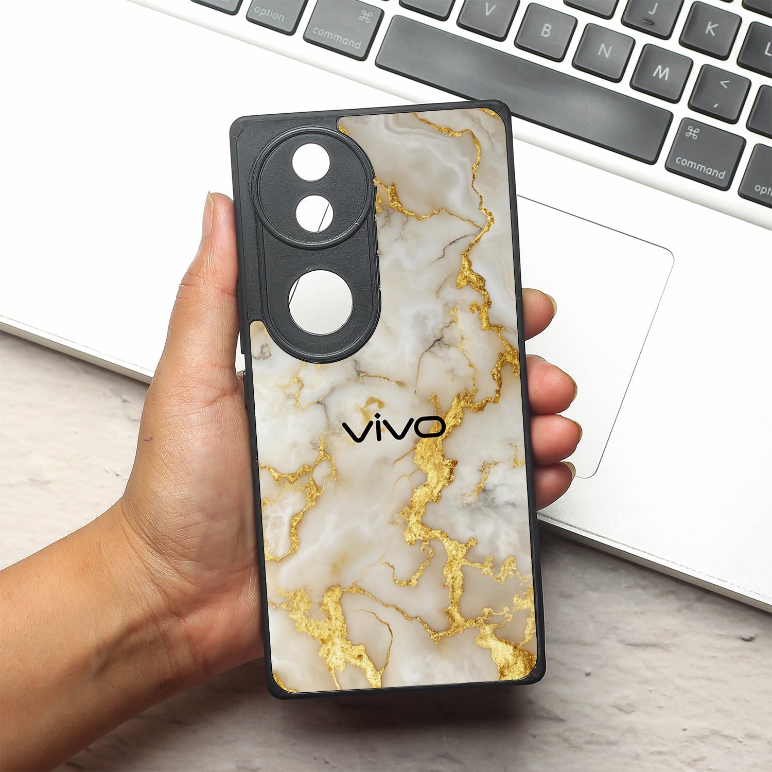Gold Vein Glory metal back case for Vivo V50