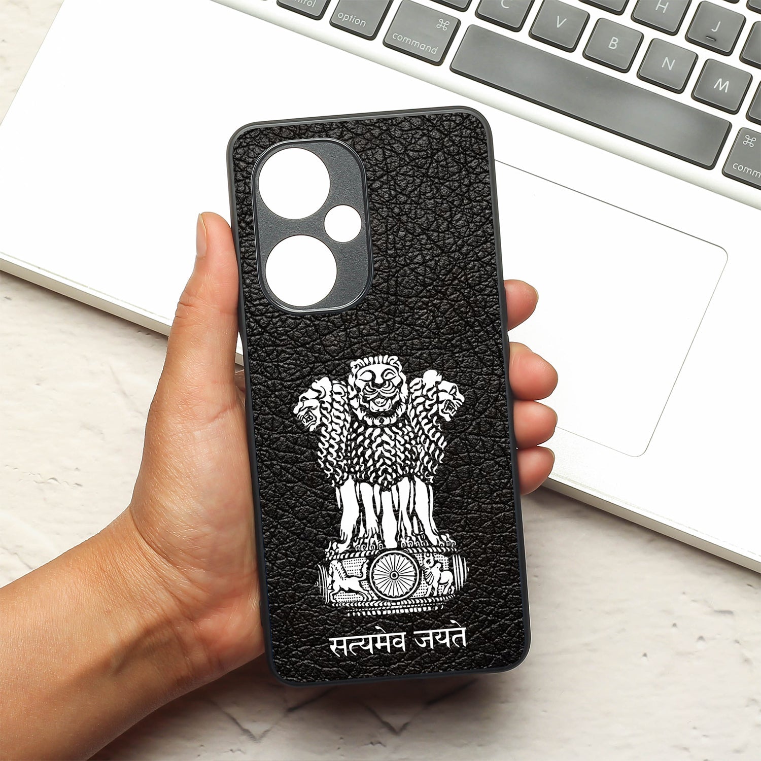 Black Satyamev Jayate metal back case for Oneplus Nord CE 3 Lite