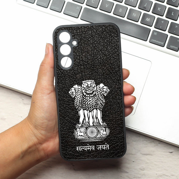 Black Satyamev Jayate metal back case for Samsung A34