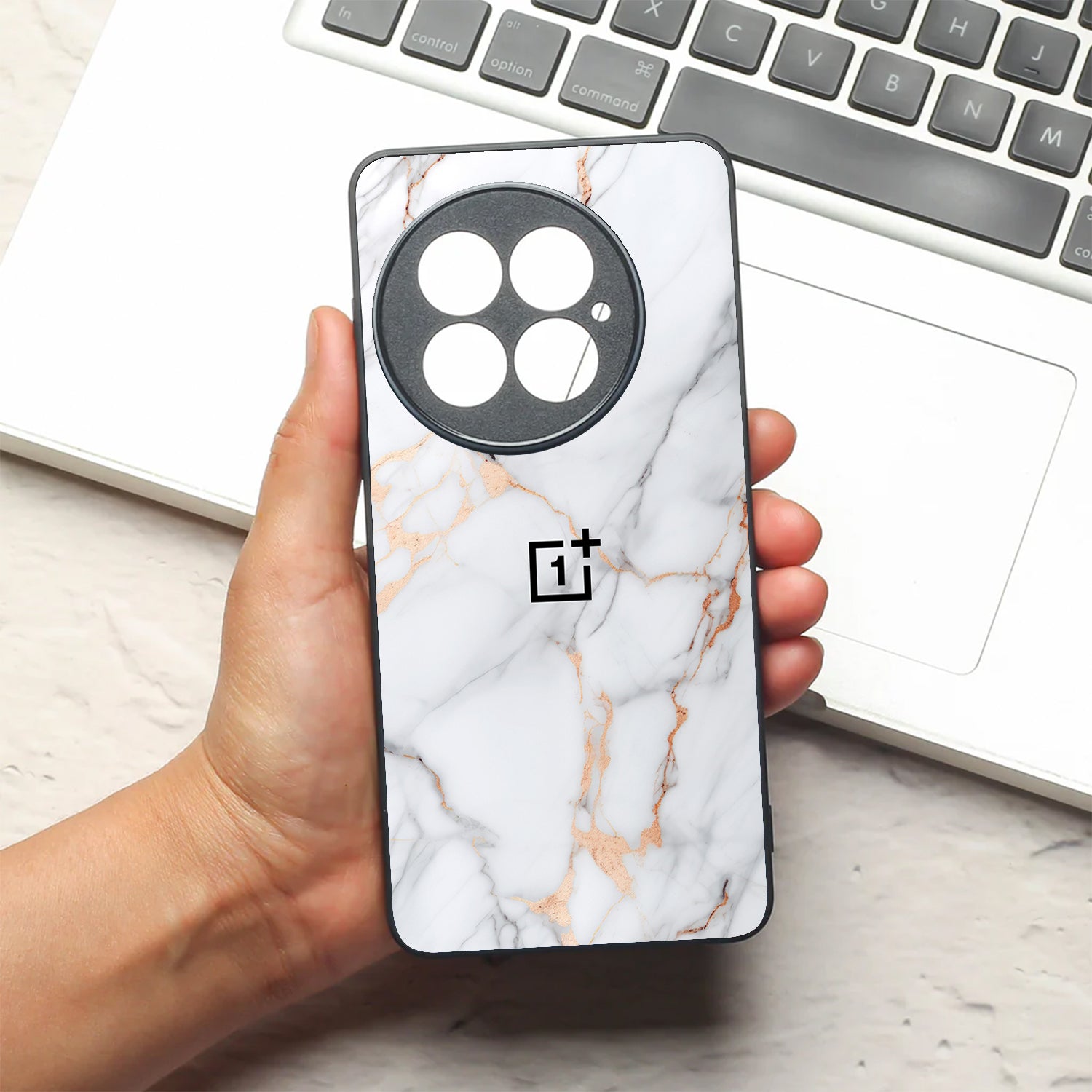 Copper Luxe Marble metal back case for Oneplus 13R