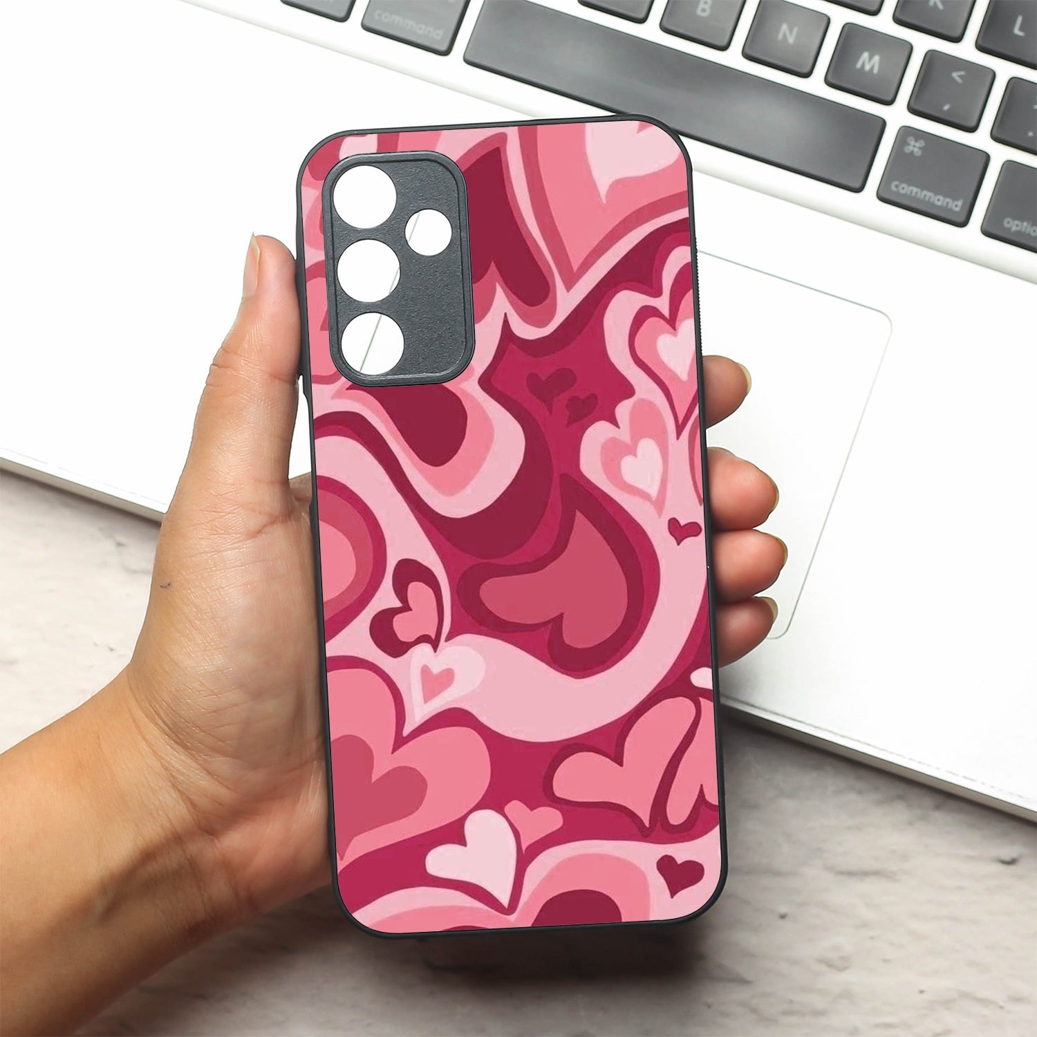 Valentine Wave Marble metal back case for Samsung A15