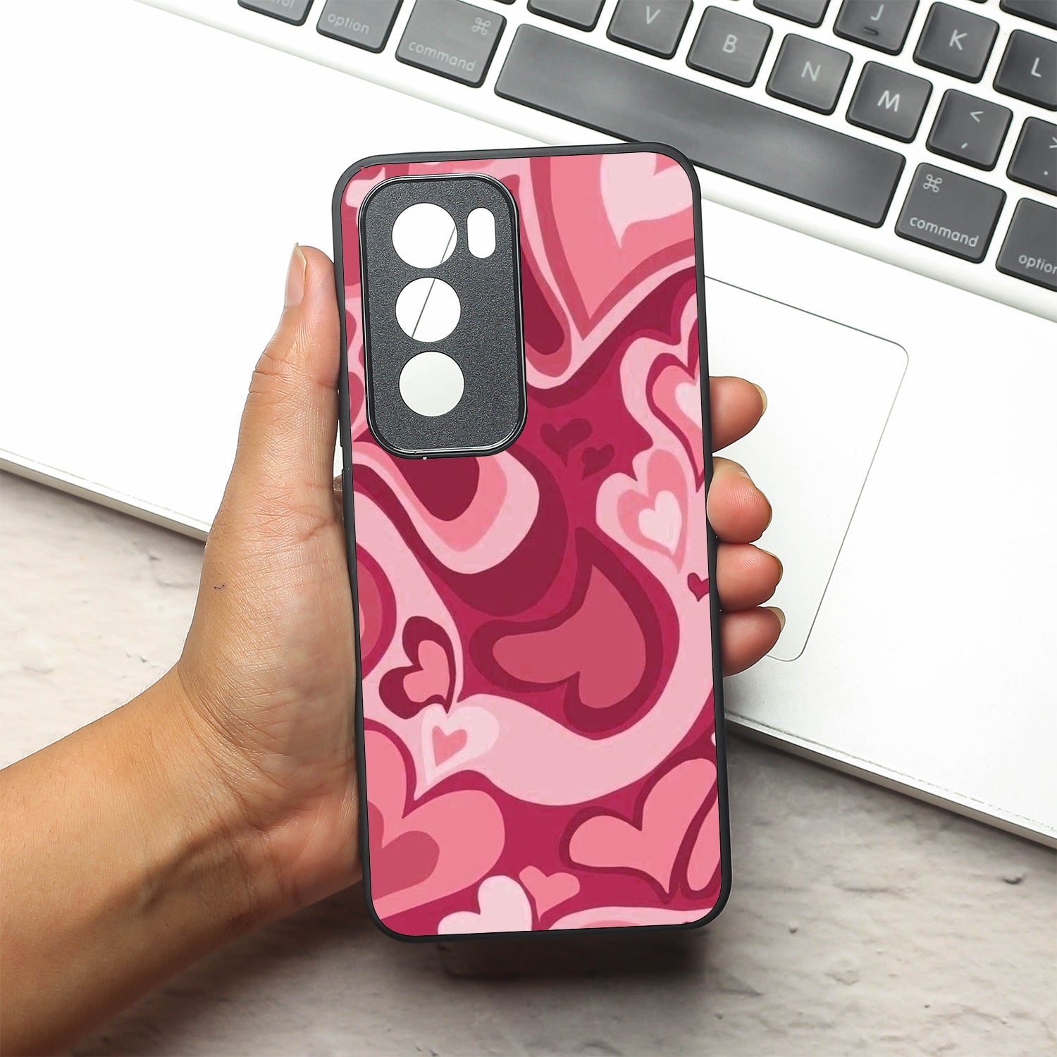 Valentine Wave Marble metal back case for Oppo Reno 12