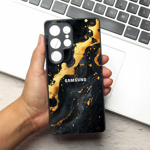 Black Gold Blaze  metal back case for Samsung S25 Ultra