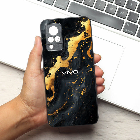 Black Gold Blaze  metal back case for Vivo V21