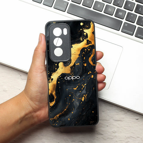 Black Gold Blaze  metal back case for Oppo Reno 12