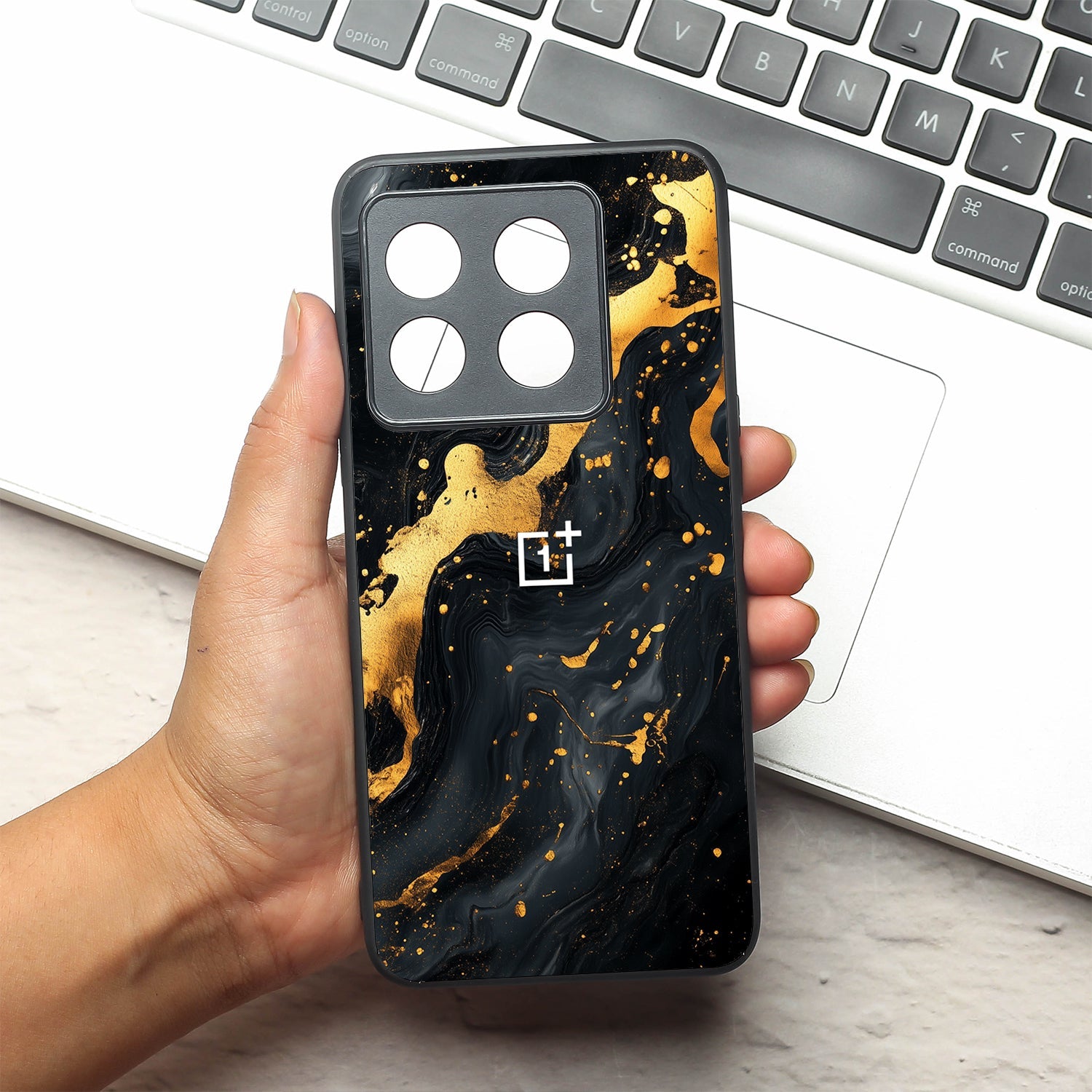 Black Gold Blaze  metal back case for Oneplus 10T