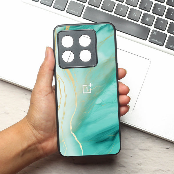Green Luxe Marble metal back case for Oneplus 10T