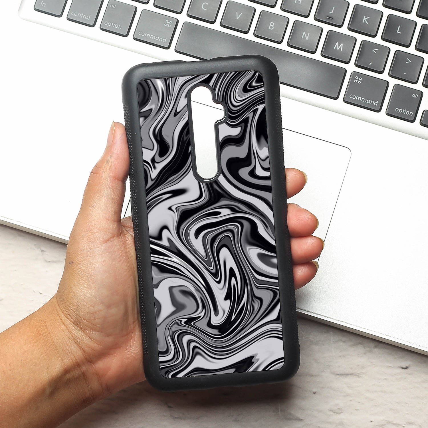 Blackout Marble metal back case for Oppo Reno2 Z