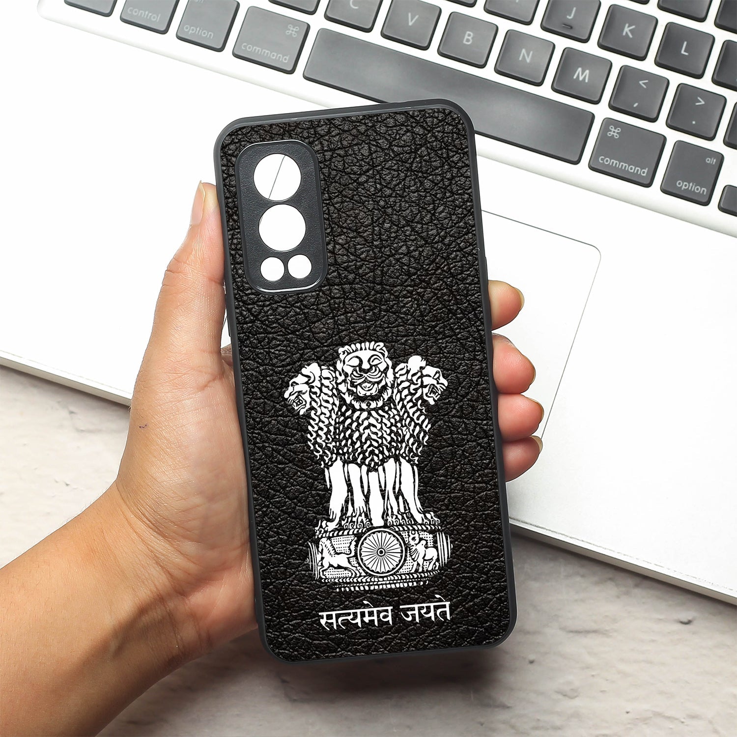 Black Satyamev Jayate metal back case for Oneplus Nord 2