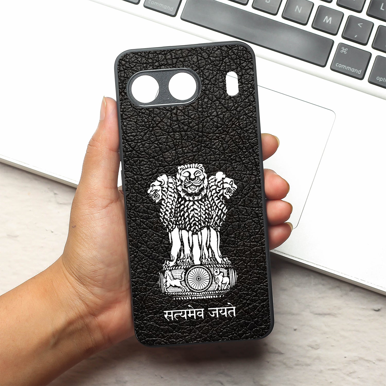 Black Satyamev Jayate metal back case for Oneplus Nord 4