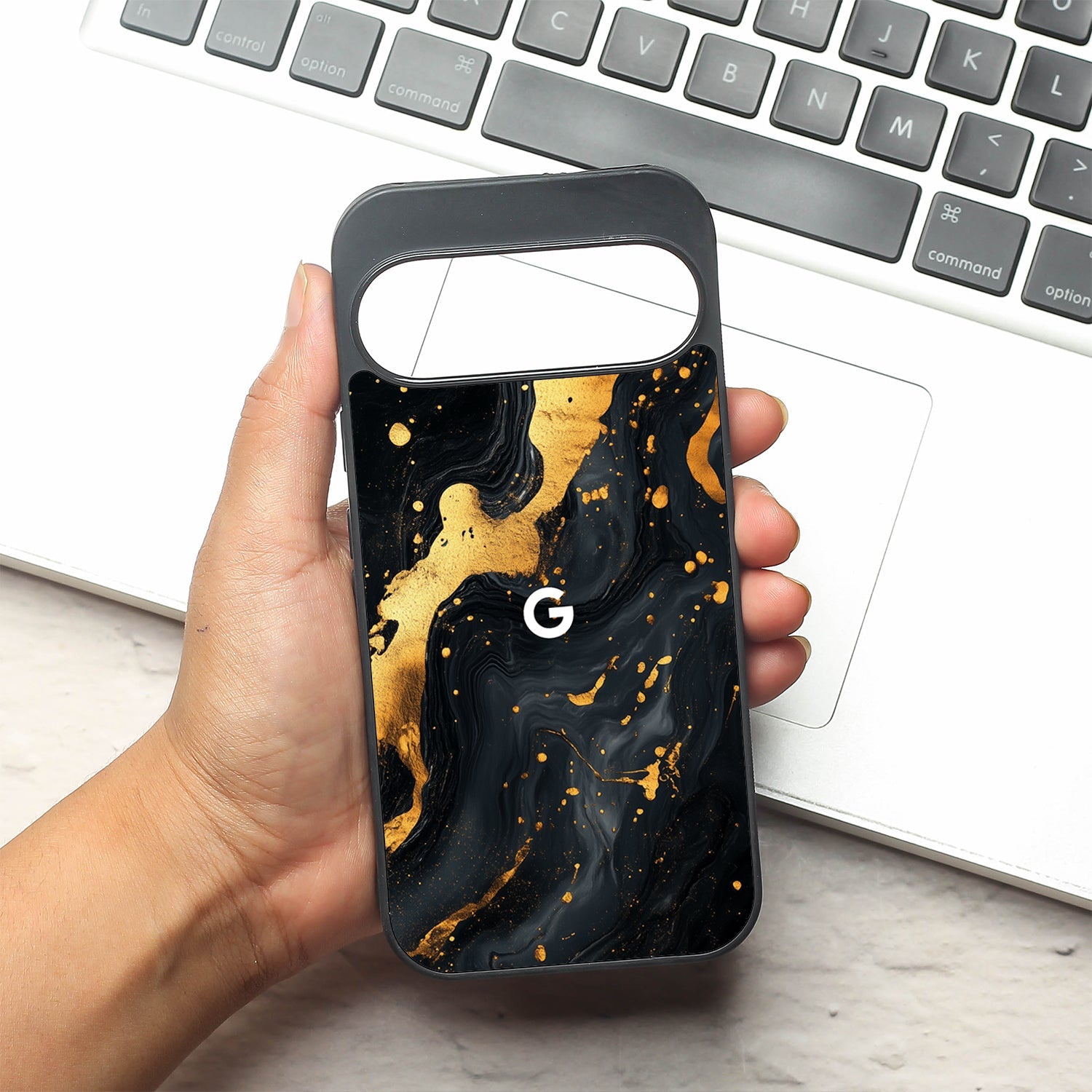 Black Gold Blaze  metal back case for Google Pixel 9