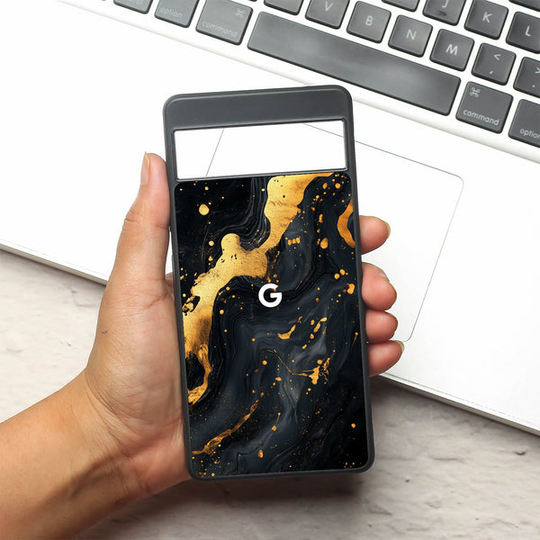 Black Gold Blaze  metal back case for Google Pixel 7